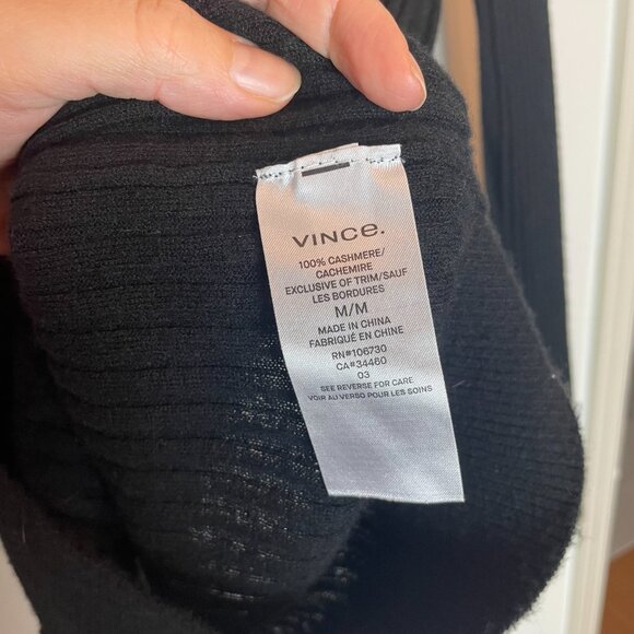 VINCE Cashmere Ribbed Tight Fit V-Neck Cardigan Sweater \\ M - Picture 9 of 12